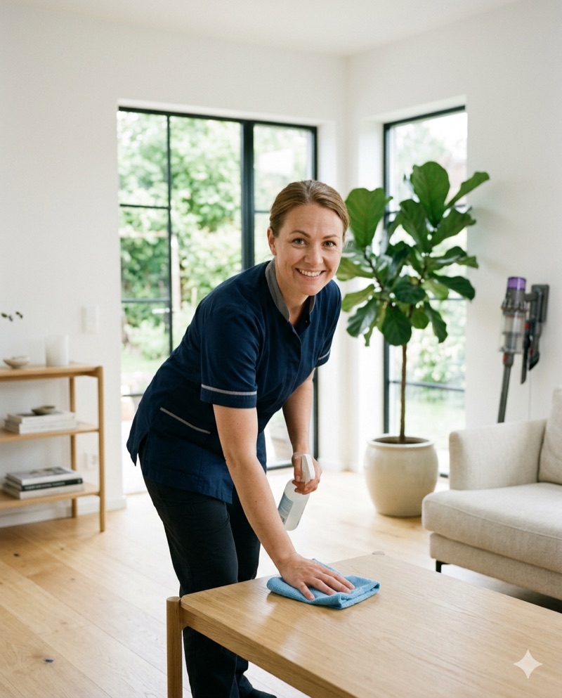 Professionell städare i arbete